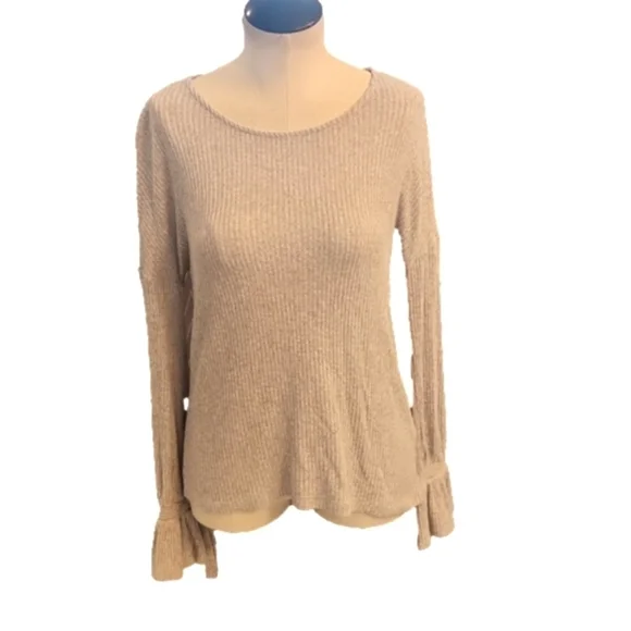 Womens Lucky Brand gray long bell sleeve top with bows size S. - Picture 7 of 13